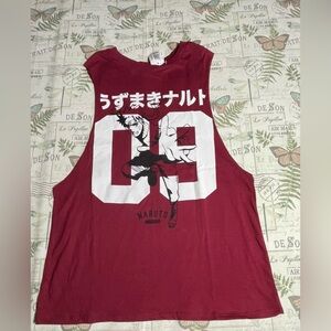 Naruto sleeveless shirt tank‎ small deep red white black unisex